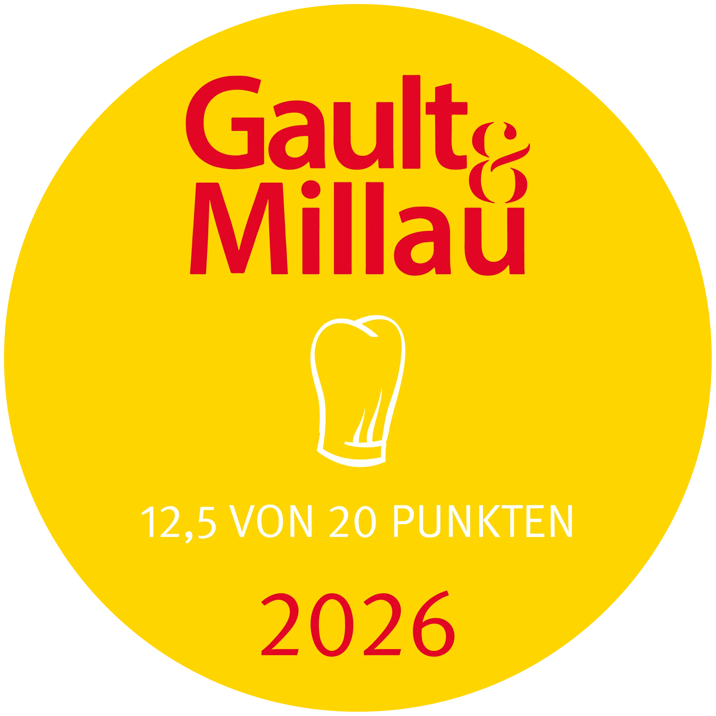 Gault & Millau Bewertungs-Badge, 12,5 von 20 Punkten 2026